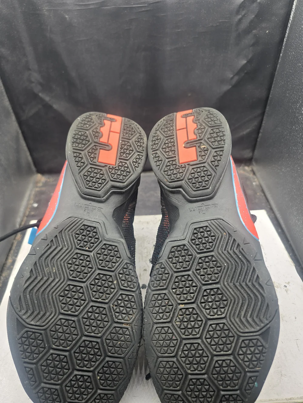 Nike Men's Athletic High-Top Sneakers in Black and Red with Blue Accents